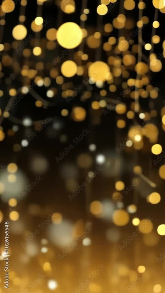 Wall mural golden particles create a beautiful bokeh effect on a vibrant black background. perfect for festive 
