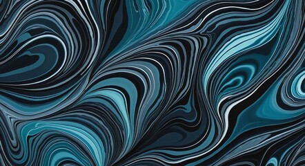 Obraz premium Bold Abstract Pattern with MidnightBlue, Cyan, and Black Organic Shapes