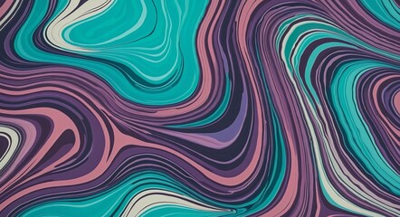 Obraz premium Bold Abstract Pattern with MediumPurple, Cyan, and RosyBrown Organic Shapes