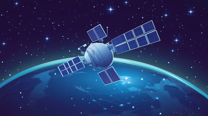 Global satellite internet communications concept vector image