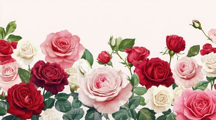 Sophisticated peony border with realistic flower petals and lush greenery. The rich colors and detailed design offer a timeless and elegant backdrop