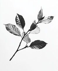 a branch with coffee leaves In black and white