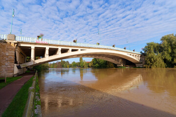 Marne river flood under the Champigny bridge in Val-de-Marne department