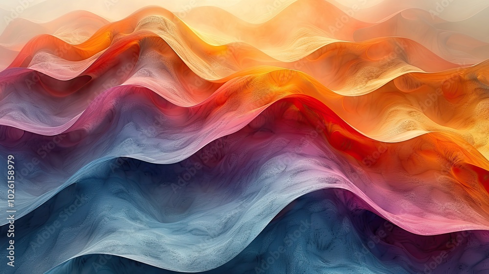 Wall mural colorful abstract patterns, soft gradients and repeating elements create a calming effect.