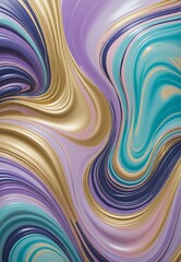 Glossy Abstract Wave Design with Lavender, Cyan, MistyRose, Gold, and Goldenrod Shades
