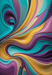 Abstract Fluid Composition with MediumPurple, Cyan, RosyBrown, Gold, and Goldenrod Overlapping Shapes
