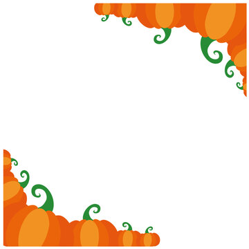 
Pumpkin color design square template frame. Vector cartoon illustrations. Thanksgiving backdrop or Halloween with pumpkin harvest. Autumn background.
