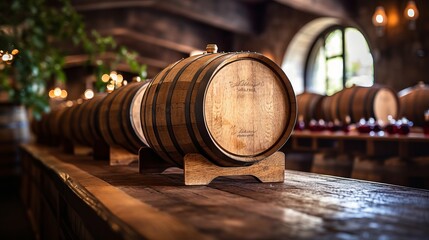 Ancient Oak B rels Unleashing Timeless Wine-Making Mastery: Vintage Retro Cork and Wooden B rels i