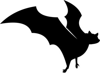 Halloween Black Bat Silhouette Flying. Vector Hand Drawn Illustration Isolated On Transparent Background
