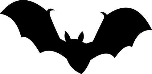 Halloween Black Bat Silhouette Flying. Vector Hand Drawn Illustration Isolated On Transparent Background