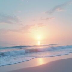 Fototapeta premium Serenity at Dawn: A Pastel Sunrise by the Sea