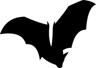 Halloween Black Bat Silhouette Flying. Vector Hand Drawn Illustration Isolated On Transparent Background