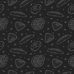 food pattern. doodle food pattern. seamless pattern of food and beverage. hand drawn food pattern background