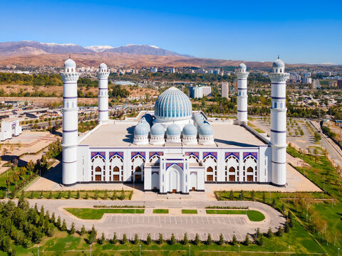 Central Cathedral Mosque of Dushanbe city aerial view