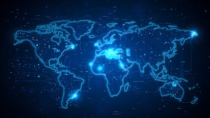 Abstract technology internet world map global vector image