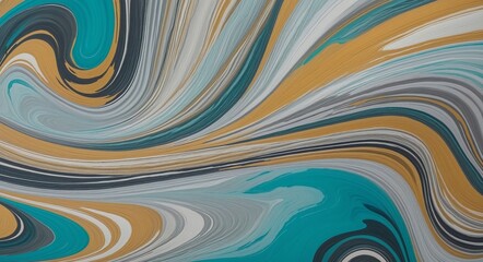 Vibrant Swirling Abstract with Khaki, Cyan, Aquamarine, Gold, Goldenrod, silver, and Metallic Gold