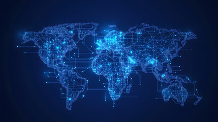 Abstract technology internet world map global vector image