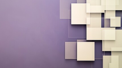 Obraz premium Minimalist geometric composition, simple rectangles, pale cream and purple background, clean vector style illustration. Space for text or content. For business, card, banner, marketing, advertising.