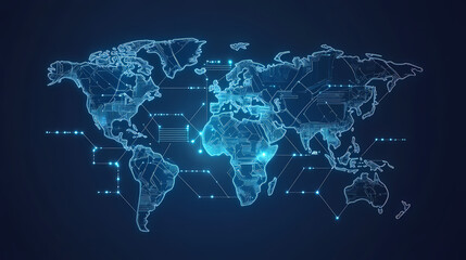 Abstract technology internet world map global vector image