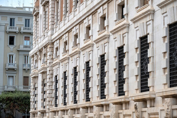 Building facade in the Umbertino district of the city of Bari in Italy