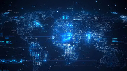Naklejka premium Abstract technology internet world map global vector image