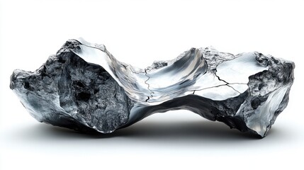 A crumpled car fender with jagged metal edges, isolated on white background. 