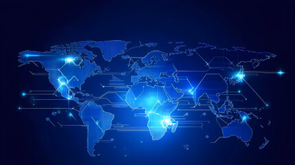 Abstract technology internet world map global vector image