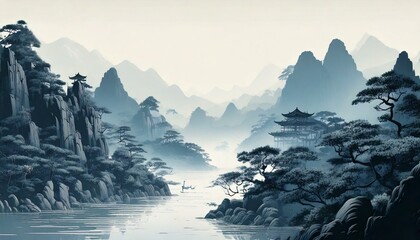 traditional chinese/japanese style landscape painting