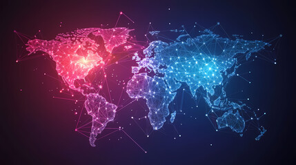 Abstract technology internet world map global vector image