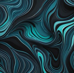 Obraz premium Bold Abstract Pattern with MidnightBlue, Cyan, and Black Organic Shapes