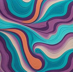 Bold Abstract Pattern with MediumPurple, Cyan, and RosyBrown Organic Shapes