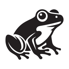 Frog Silhouette Icon Sticker Isolated on White - Vector Animal Symbol Design