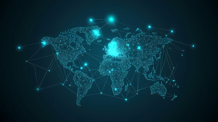 Abstract technology internet world map global vector image