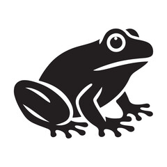 Frog Silhouette Icon Sticker Isolated on White - Vector Animal Symbol Design