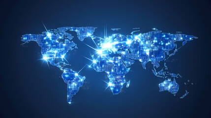 Abstract technology internet world map global vector image