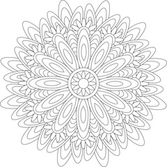 Geometric Floral Flower Botanical Detailed Mandala Adult Coloring Page Intricate Circular Pattern Zentangle