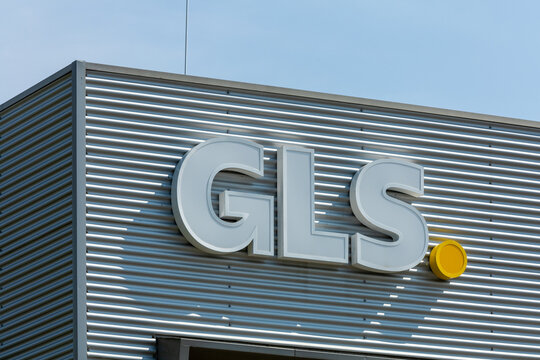 Utrecht, the Netherlands. 20 May 2023. . GLS sign logo. GLS Group offers parcel, logistics and express services, throughout Europe as well as in the US and in Canada.