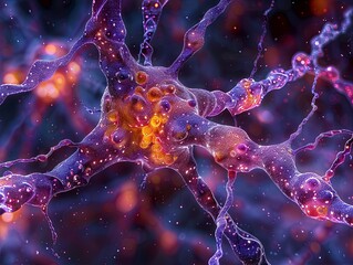 Detailed Microscopic View of a Neuron Cell