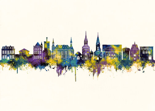 Aachen City Skyline. Cityscape Skyscraper City Downtown Abstract Landmarks Travel Background Buildings Landscape Modern Art Architecture Business View Building Corporate
