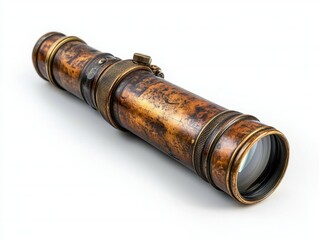 A captain's brass monocular isolated on white background. 