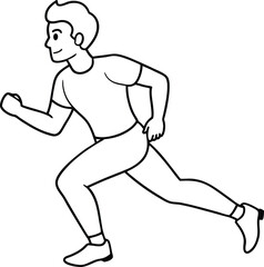 A Man Runner Continuous One Line Drawing. Running Abstract Minimal Drawing. Man Run Sport Illustration. flat doodle muslim, play, sport, football, competition, goal, ball. Isolated image hand draw.