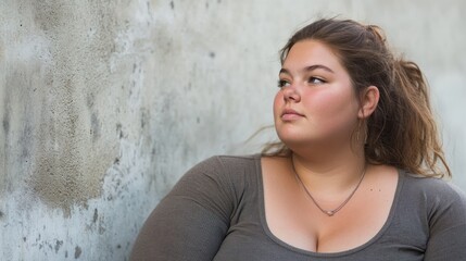 Overweight young woman outdoors A niche term used in lifestyle or travel photography
