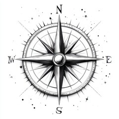 A compass rose symbol isolated on white background. 