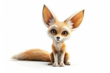 Obraz premium Cute cartoon fennec fox on white background