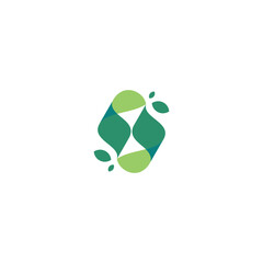 Abstract leaf flat logo. leaf icon dynamic green color