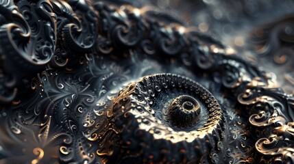 Fototapeta premium Intricate patterns of a seashell revealing textures in a close-up view taken in nature's depths