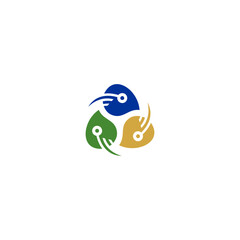 Abstract three digital leaf logo. leaf icon dynamic green color