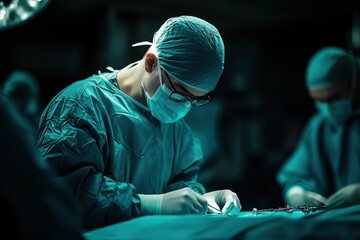 Surgeon Focused on Performing Surgery in Operating Room