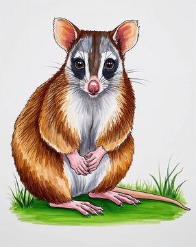 recommend clip art: hand drawing Possum clipart on plain white background
