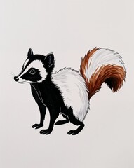 Obraz premium hand drawing Skunk clipart on plain white background